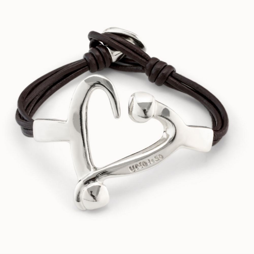 UNO de 50 Bracelet •LOVED •Silver with leather - Size M